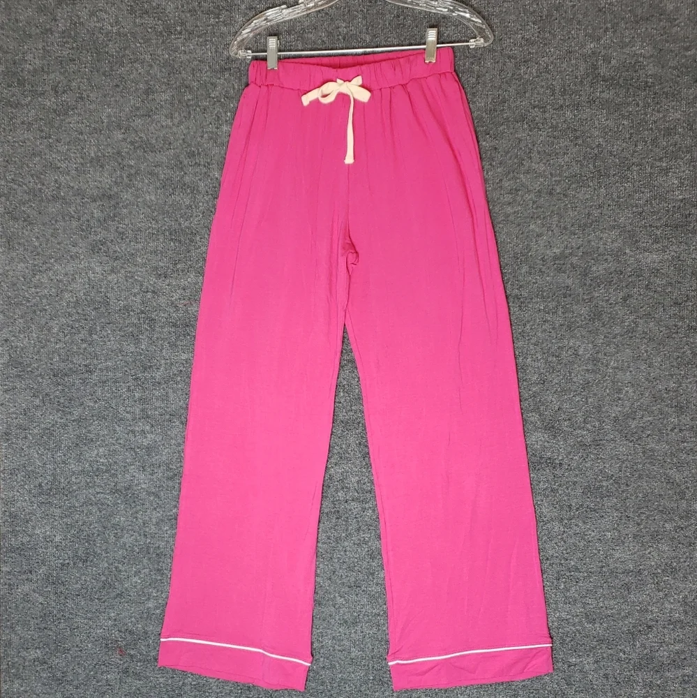 Stripe & Stare Women's 2 Piece Pink White Pajama Set Super Soft - Picture 5 of 11